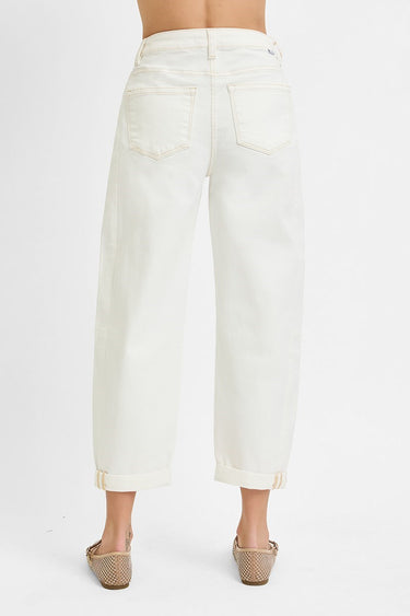 Risen Jeans - High-Rise Barrel Leg Jeans with Adjustable Cuff (25.5" Inseam) - RDP5933