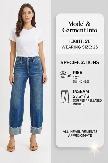 Risen Jeans - High Rise Crop Boyfriend Cuffed Jeans (27.5" Inseam) - PGA21295-SaltTree