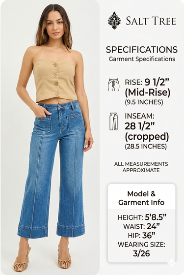 Risen Jeans - High Rise Crop Wide Leg Front Pintuck (27" Inseam) - PWC21009