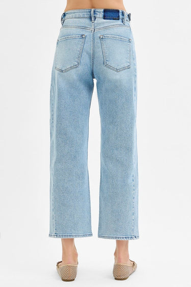 Risen Jeans - High-Rise Cropped Barrel Leg Jeans with Adjustable Waist (27.25" Inseam) - PGC21174L-SaltTree