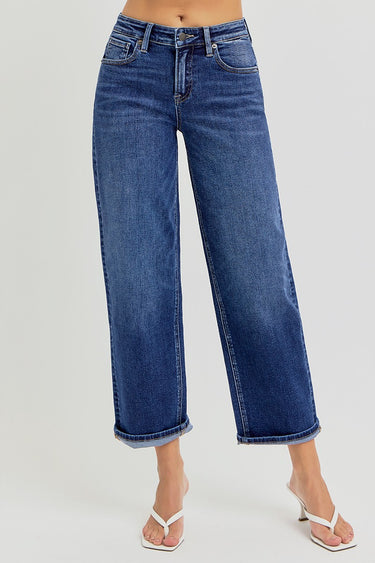 Risen Jeans - High Rise Cropped Boyfriend Jeans with Versatile Cuffed Hem (26.5" Inseam) - RDP5976-SaltTree
