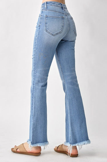 Risen Jeans - High-Rise Full-Length Flare Jeans with Vintage Frayed Hem (30.5" Inseam) - RDP1277-SaltTree