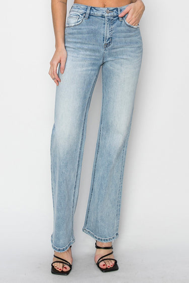 Risen Jeans - High Rise Straight Leg Jeans (32.5" Extra Long Inseam) - RDP5784-SaltTree