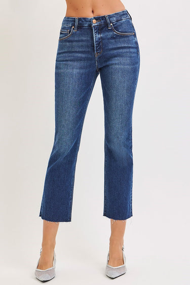 Risen Jeans - High Rise Tummy Control Crop Straight Jeans (26.5" Inseam) - RDP5903-SaltTree