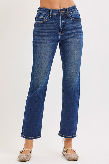 Risen Jeans - High Rise Tummy Control Straight Pants (27" Inseam) - RDP5916-SaltTree