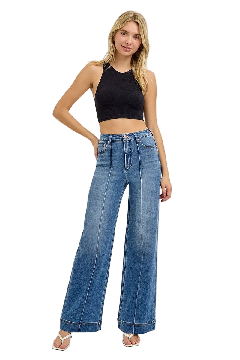 Risen Jeans High Rise Tummy Control Wide Leg Jeans Women | Salt
