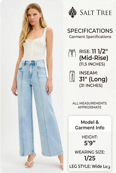 Risen Jeans - High Waist Pintuck Wide Leg Jeans (31" Inseam) - RDP5989