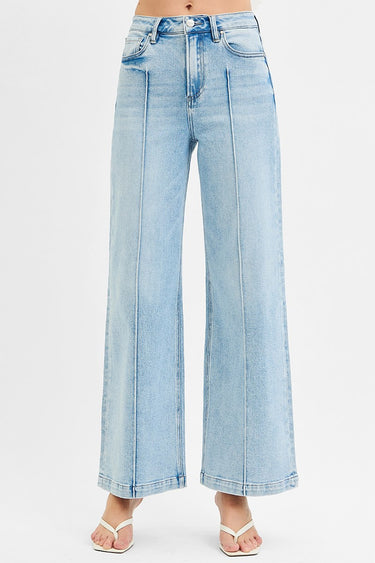 Risen Jeans - High Waist Pintuck Wide Leg Jeans (31" Inseam) - RDP5989