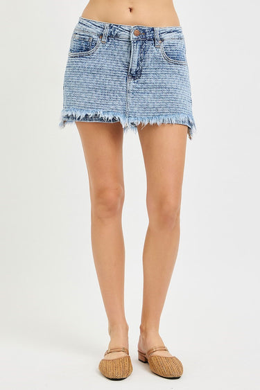 Risen Jeans - Low Rise Mess Junkyard Skort (3.5" Inseam / 11.5" Length) - RDS6406-SaltTree