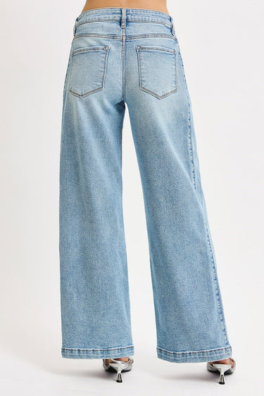 Risen Jeans - Mid-Rise Fit Wide & Barrel Transferable Leg Jeans (30" Inseam) - PW21255-SaltTree