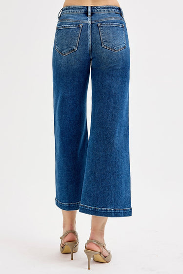 Risen Jeans - Mid Rise Patch Pocket Wide Leg Jeans (26" Inseam) - PWC21222