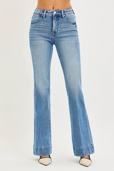 Risen Jeans - Mid-Rise Tummy Control 4-Way Stretch Flare Jeans (33" Inseam) - PF21652-SaltTree