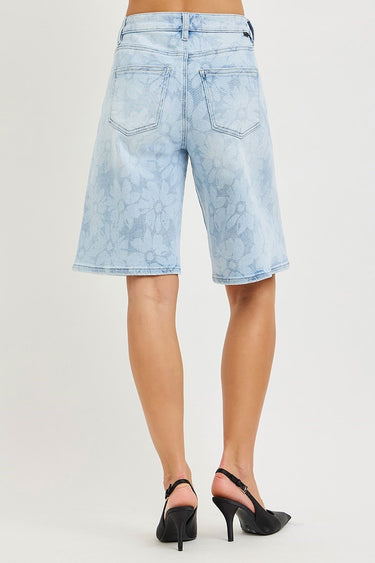 Risen Jeans - Slouch Bermuda in Floral Print (12" Inseam) - RDS6404-SaltTree