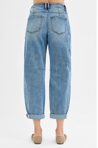 Risen Jeans - Slouchy Ankle Barrel Double Roll Up Jeans (25.5" / 28.5" Inseam) - PGA21178-SaltTree