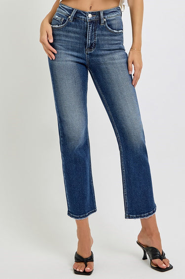 Risen Jeans - Tummy Control High Rise Crop Straight Jeans (27.5" Inseam) - RDP5922-SaltTree
