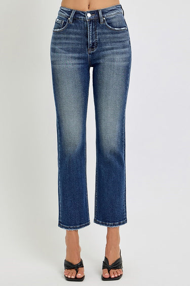 Risen Jeans - Tummy Control High Rise Crop Straight Jeans (27.5" Inseam) - RDP5922-SaltTree