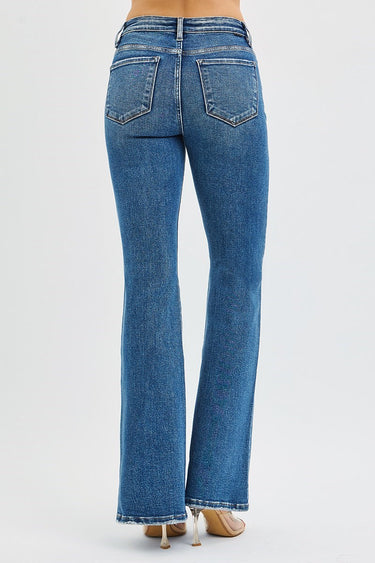Risen Jeans - Tummy Control High Rise Flare Jeans (33" Extra Long Inseam) - PF21348-SaltTree