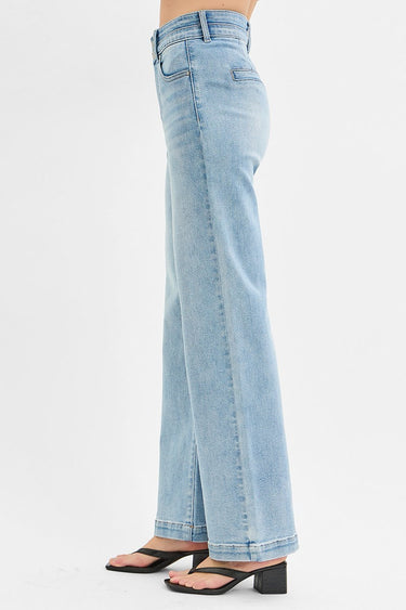 Risen Jeans - Tummy Control High Rise Wide Double Waist Jeans (32.5" Inseam) - RDP5919