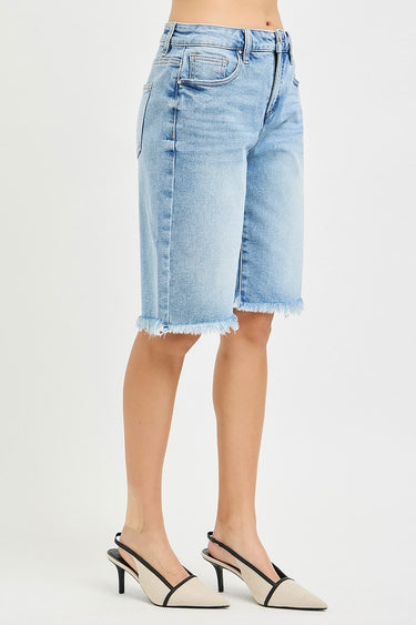 Risen Jeans - Tummy Control Slouchy Bermuda Shorts (12" Inseam) - RDS6353-SaltTree