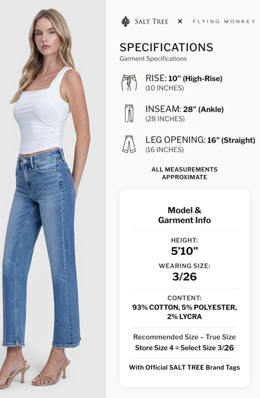 Flying Monkey - High Rise Ankle Straight Jeans (28" Inseam) - F9097