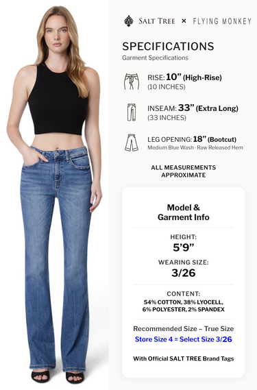 Flying Monkey - High Rise Bootcut Jeans (33" Inseam) - F5099