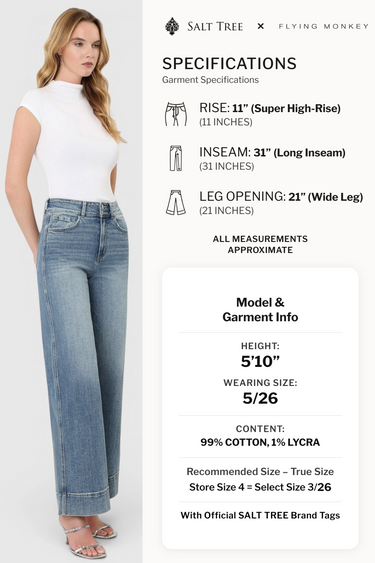 Flying Monkey - High Rise Half Yoke Wide Jeans (31" Inseam) - F9095