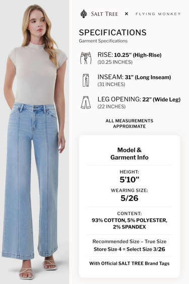 Flying Monkey - High Rise Cut Seam Wide Jeans (31" Inseam) - F6411