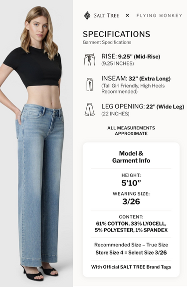 Flying Monkey - Mid Rise Trouser Wide Jeans (32" Inseam) - F9222