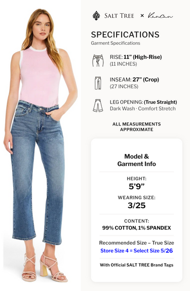 Kancan - Jordana High Rise True Straight Jeans  (27" Inseam) - KC20022D