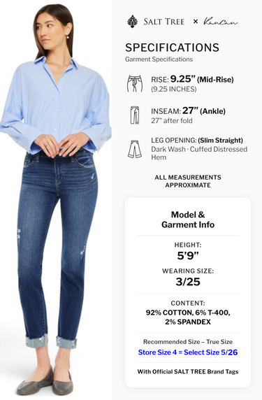 Kancan - Emely Mid-Rise Slim Straight Leg Jeans (27" Inseam) - KC20062D