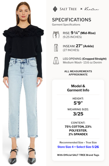 Kancan - Mid-Rise Cropped Straight Leg Jeans (27" Inseam) - KC20063M