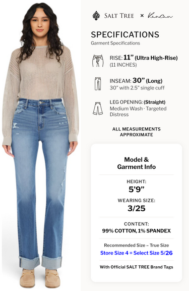 Kancan - Trini High-Rise Straight Jeans (30" Inseam) - KC20065M