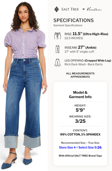 Kancan - Delia High-Rise Crop Wide-Leg Jeans (27" Cuffed Inseam) - KC20091D