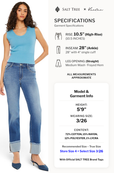Kancan - Quin High-Rise Straight Jeans (28" Cuffed Inseam) - KC20093M