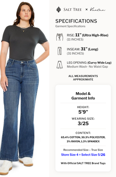 Kancan - Viola High-Rise Wide-Leg Curvy Jeans (31" Inseam) - KC20096M-CV