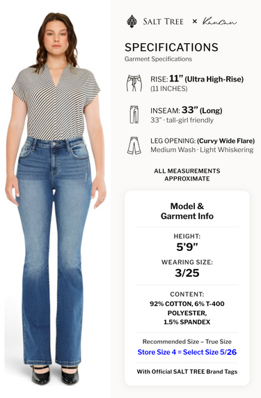 Kancan - High-Rise Wide Flare Curvy Jeans in Medium Wash (33" Inseam) - kc20099mcv