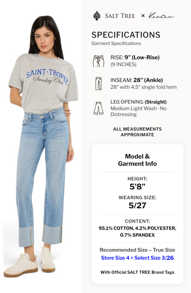 Kancan - Tiffany Essentials Low-Rise Straight Jeans (28" Inseam) - KC20110ML