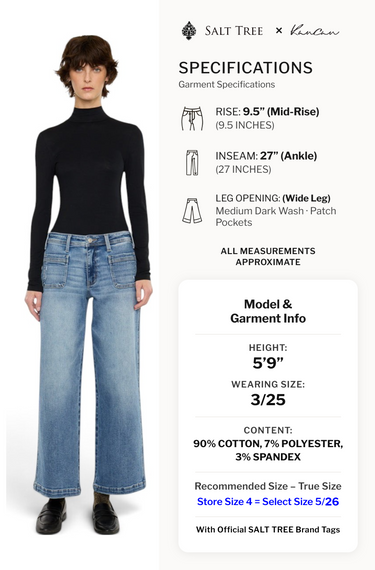 Kancan - Mid Rise Wide Leg Ankle Jeans (27" Inseam) - KC20126MD