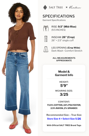 Kancan - Mid Rise Crop Wide Jeans (26" Inseam) - KC20131D
