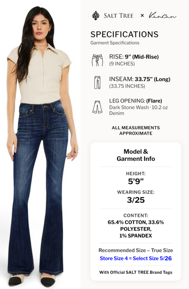 Kancan - Mid Rise Flare Stretch Jeans (33.75" Inseam) - KC6102LOH