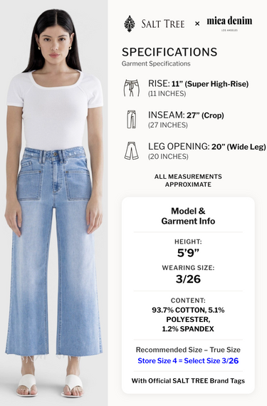 Mica Denim - Super High Wide Leg Crop Jeans (27" Inseam) - MDP-W3219