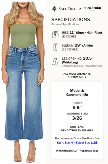 Mica Denim - Festival Stretch Super High Rise Wide Leg Jeans (29" Inseam) - MDE-W182