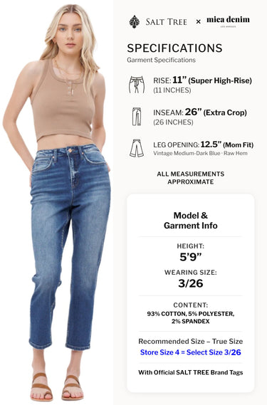 Mica Denim - Tokaji Super High Rise Stretch Mom Jeans (26" Inseam) - MDP-M143