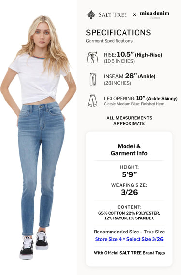 Mica Denim - Metsovo High Rise Ankle Skinny Jeans (28" Inseam) - MDP-S130
