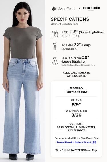 Mica Denim - Super High Rise Loose Straight Jeans (32" Inseam) - MDP-T3288