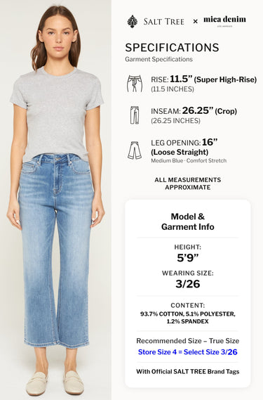 Mica Denim - Super High-Rise Straight Loose Fit Jeans (26.25" Inseam) - MDP-T3482