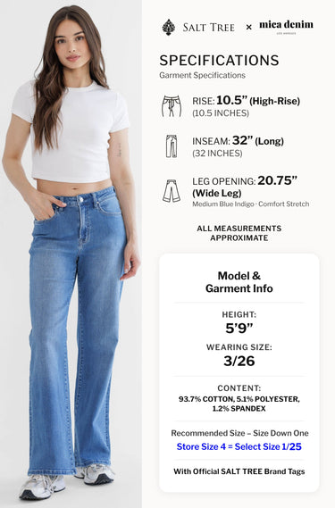 Mica Denim - High-Rise Wide-Leg Jeans in Classic Indigo (32" Inseam) - MDP-W3375