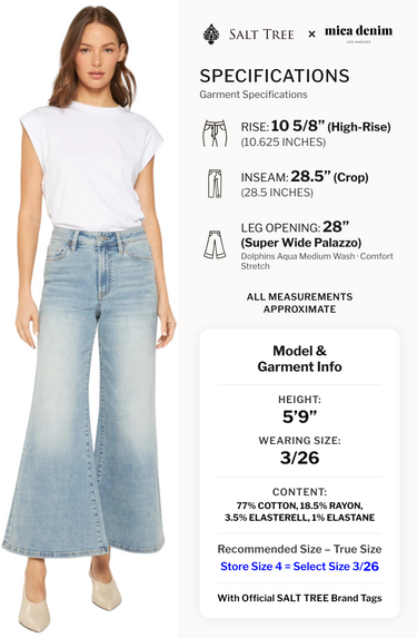 Mica Denim - High Rise Super Wide Palazzo Crop Jeans (Inseam 28.5") - MDP-W3377A