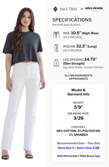 Mica Denim - High Rise Slim Straight Tummy Tuck Jeans (Inseam 32.5") - MTT-T3327WH