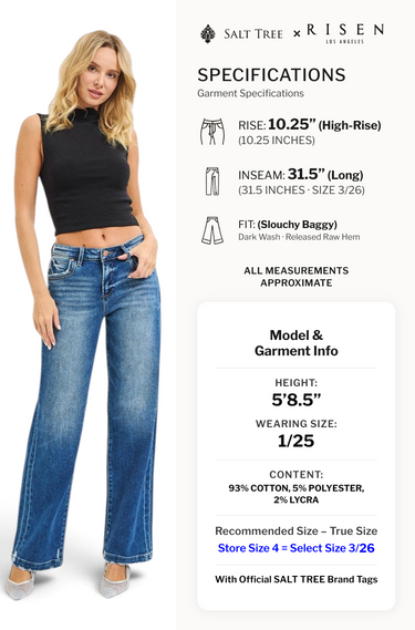 Risen Jeans - High Rise Slouchy Baggy Jeans (31.5" Inseam) - PG21629